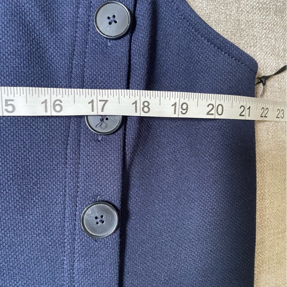 NWT Halogen Blue Sleeveless Button Detail Zip Back Side Slit Dress Office Work - Picture 11 of 13